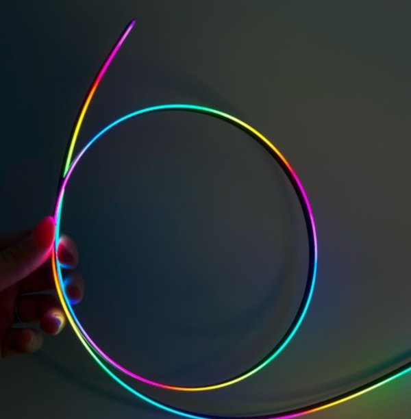 Addressable RGB strip bent into a loop