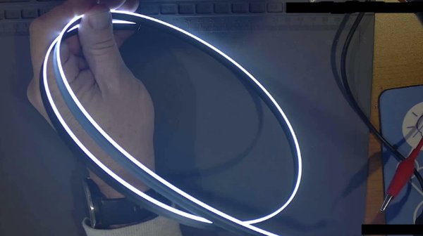 1 mm white LED line strip held in hand